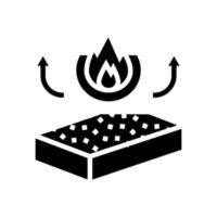 illustrazione vettoriale dell'icona del glifo della lana minerale di resistenza al fuoco