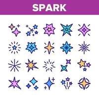 Spark e sparkle icone della raccolta di stelle impostano il vettore