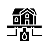 illustrazione vettoriale dell'icona del glifo del sistema di drenaggio della casa e dello stoccaggio dell'acqua