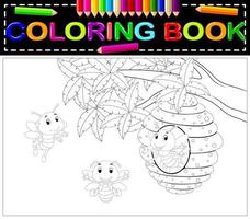 libro da colorare delle api vettore