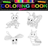 libro da colorare di insetti vettore