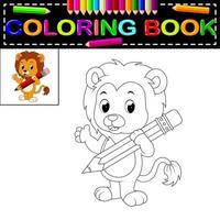 libro da colorare leone vettore