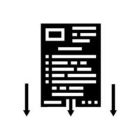 illustrazione vettoriale dell'icona del glifo del documento di causa