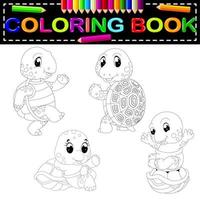 libro da colorare tartaruga vettore