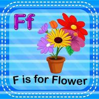 la lettera f della flashcard è per il fiore vettore