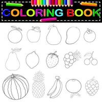 libro da colorare di frutta fresca vettore