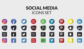 set di icone dei social media popolari. vettore