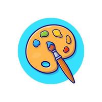 illustrazione dell'icona di vettore del fumetto della tavolozza della vernice e del pennello. istruzione oggetto icona concetto isolato premium vettore. stile cartone animato piatto