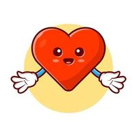 illustrazione sveglia dell'icona di vettore del fumetto del cuore di amore. segno oggetto icona concetto isolato premium vettore. stile cartone animato piatto