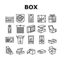 scatola di cartone contenitore di raccolta icone set vettoriale