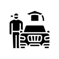 lezioni di guida per adolescenti icona glifo illustrazione vettoriale