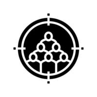 illustrazione vettoriale dell'icona del glifo di targeting e crowdsoursing