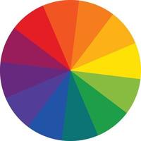ruota dei colori RGB in dodici parti. segno della ruota dei colori. cerchio di colore con dodici colori simbolo. icona vettoriale piatta per disegnare, dipingere app e siti Web. stile piatto.