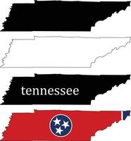 mappa del Tennessee su sfondo bianco. segno dello stato del Tennessee. mappa del Tennessee con la bandiera all'interno. stile piatto. vettore