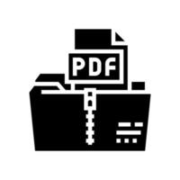 illustrazione vettoriale dell'icona del glifo del file pdf di archiviazione