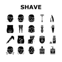 set di icone per la raccolta di accessori per il trattamento della barba vettore