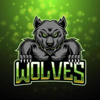 design del logo della mascotte esport di mobilewolves vettore