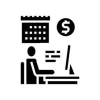illustrazione vettoriale dell'icona del glifo di commercio online dell'uomo d'affari