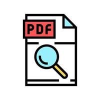 ricerca file pdf documento colore icona illustrazione vettoriale