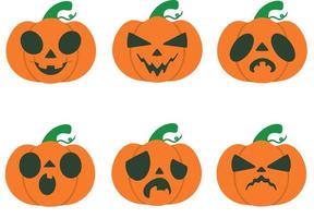 raccolta di sei zucche Helloween con diverse emozioni. impostare isolato su sfondo bianco. illustrazione vettoriale