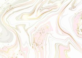 sfondo acquerello marmorizzato liquido rosa astratto con cracker dorati. effetto disegno con inchiostro ad alcool in marmo pastello. modello di progettazione illustrazione vettoriale per invito a nozze