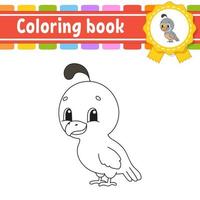 libro da colorare per bambini. carattere allegro. illustrazione vettoriale. stile cartone animato carino. sagoma di contorno nero. isolato su sfondo bianco. vettore