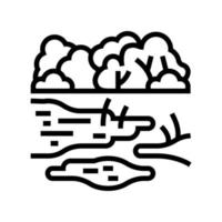 illustrazione vettoriale dell'icona della linea terrestre della foresta pluviale