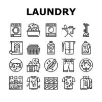 servizio lavanderia lavaggio vestiti icone set vettore