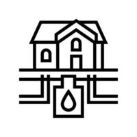 illustrazione vettoriale dell'icona del sistema di drenaggio della casa e della linea di stoccaggio dell'acqua