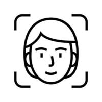 illustrazione vettoriale dell'icona della linea di identificazione del volto di accesso riuscito