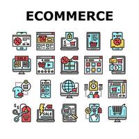e-commerce e icone dello shopping online impostano il vettore