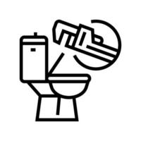 illustrazione vettoriale dell'icona della linea di riparazione della toilette