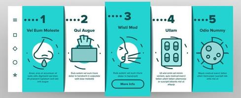 i sintomi dell'influenza e le icone di onboarding per la cura impostano il vettore