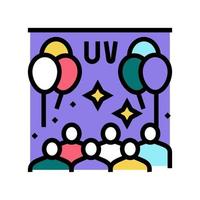 illustrazione vettoriale dell'icona del colore della festa per bambini con bagliore uv