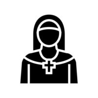 illustrazione vettoriale dell'icona del glifo del cristianesimo della suora