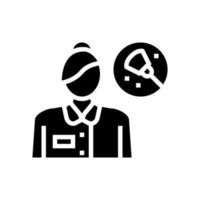 illustrazione vettoriale dell'icona del glifo del dipendente del servizio di pulizia della cameriera