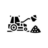 illustrazione vettoriale dell'icona del glifo della macchina per il caricamento della ghiaia in pietra del trattore