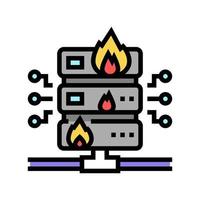 illustrazione vettoriale dell'icona del colore del sistema di sicurezza antincendio del server