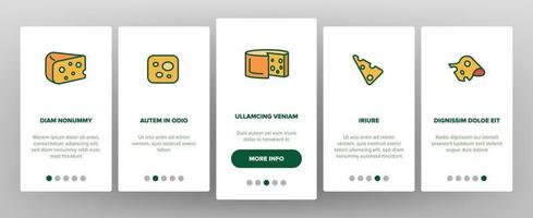 Schermata della pagina dell'app mobile per l'onboarding del vettore di formaggio cheddar