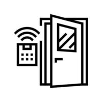 sistema di accesso casa intelligente, illustrazione vettoriale dell'icona della linea della porta aperta remota