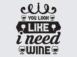 design di t-shirt con citazioni di vino vettore