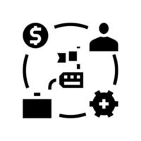 illustrazione vettoriale dell'icona del glifo del processo aziendale di gestione della reputazione