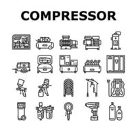 Icone di raccolta strumento compressore d'aria impostate vettore