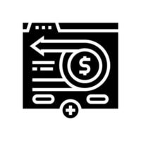illustrazione vettoriale dell'icona del glifo di rimborso