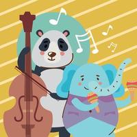 musicisti di panda ed elefanti vettore
