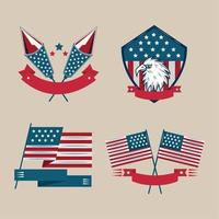 quattro icone dell'indipendenza degli Stati Uniti vettore