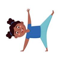 ragazza afro che pratica yoga vettore