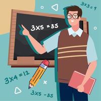 insegnante maschio in classe di matematica vettore