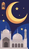 moschea e luna crescente d'oro vettore