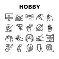 hobby, tempo libero, collezione, icone, set, vettore
